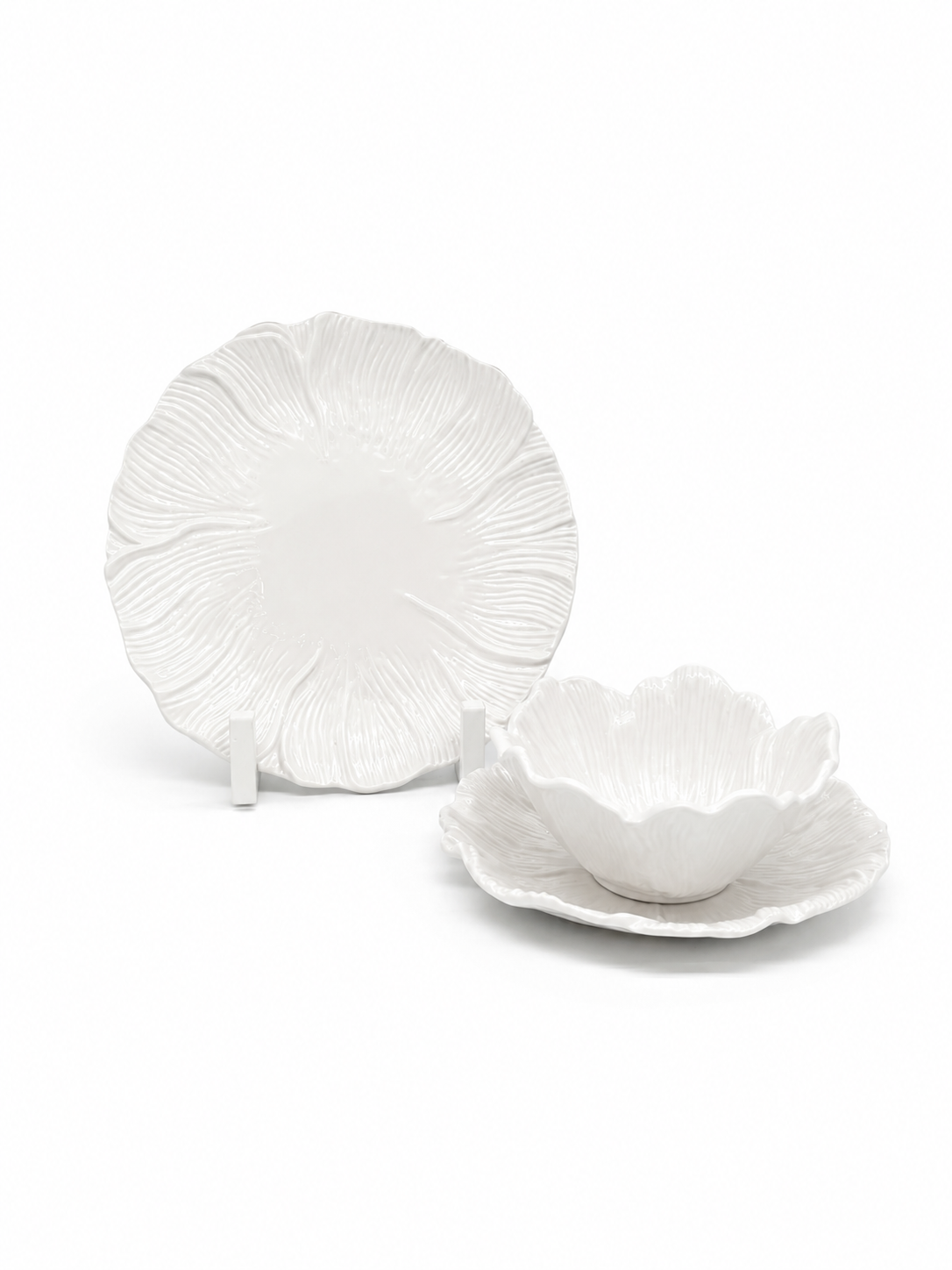 White Organic Floral Dinnerware Set