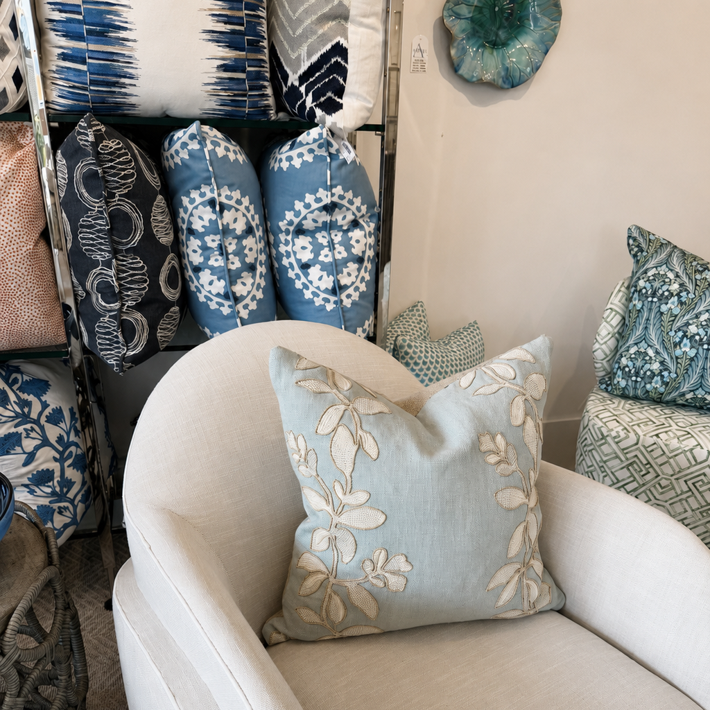 Baby Blue Floral Pillow