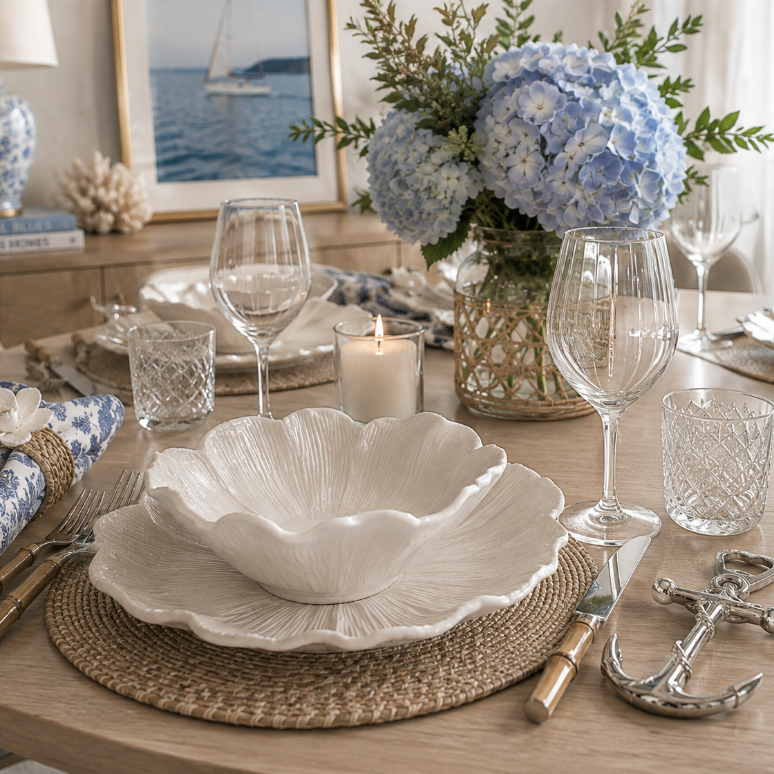 White Organic Floral Dinnerware Set